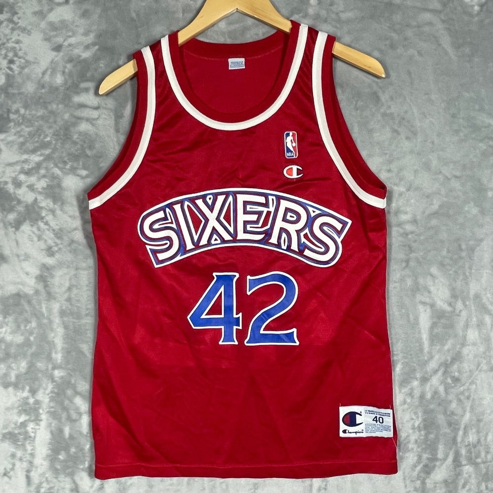 Champion Philadelphia 76ers Jerry Stackhouse 42 Jersey Red Mens 40 Vintage 90s